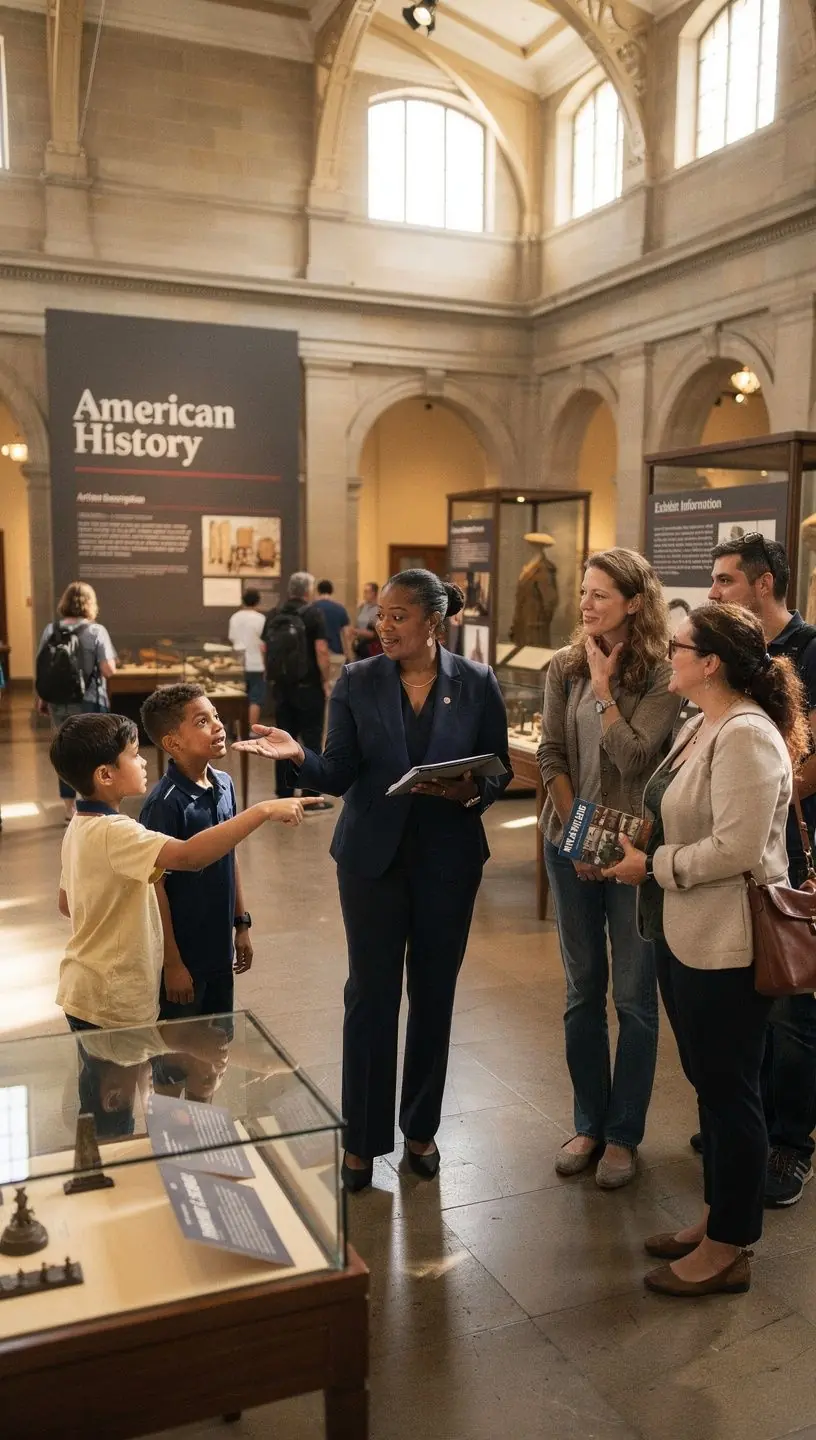 Piękny krajobraz amerykańskiego parku narodowego z turystami na szlaku.