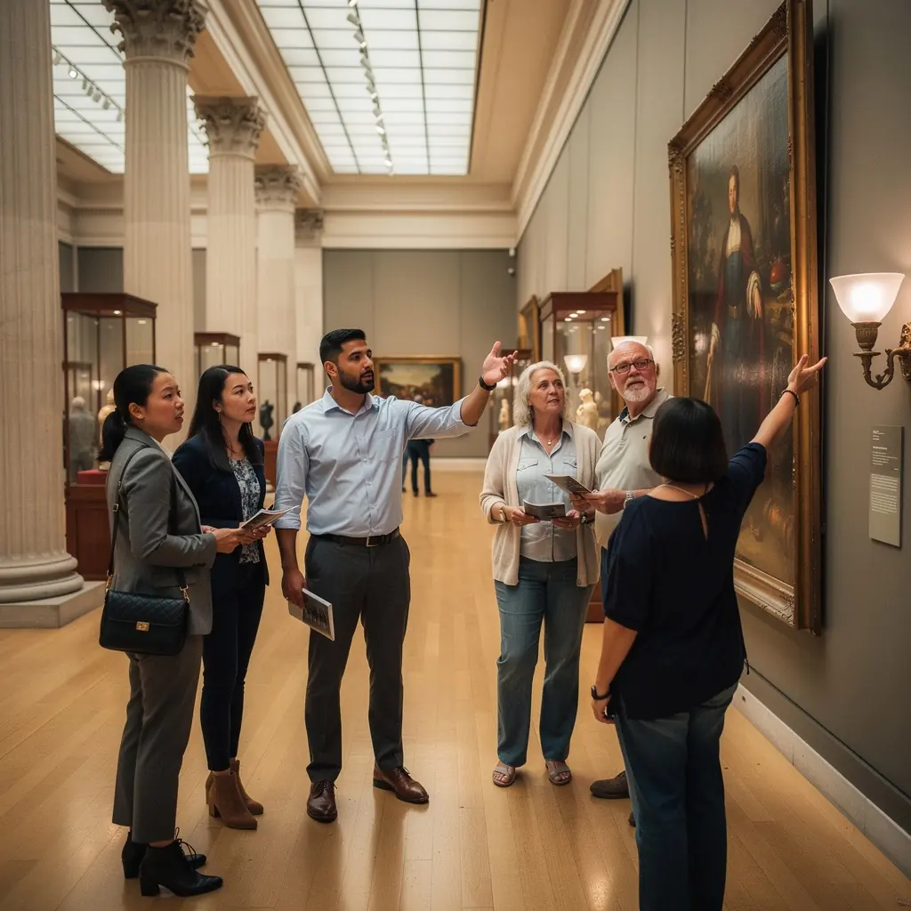 Uczestnicy wycieczki podziwiają lokalne zabytki i dziedzictwo kulturowe.