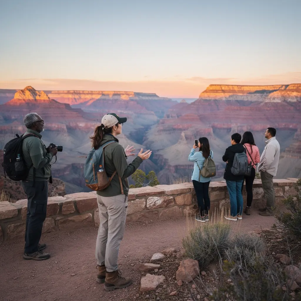 Widok na amerykański krajobraz z charakterystycznymi górami i lasami.